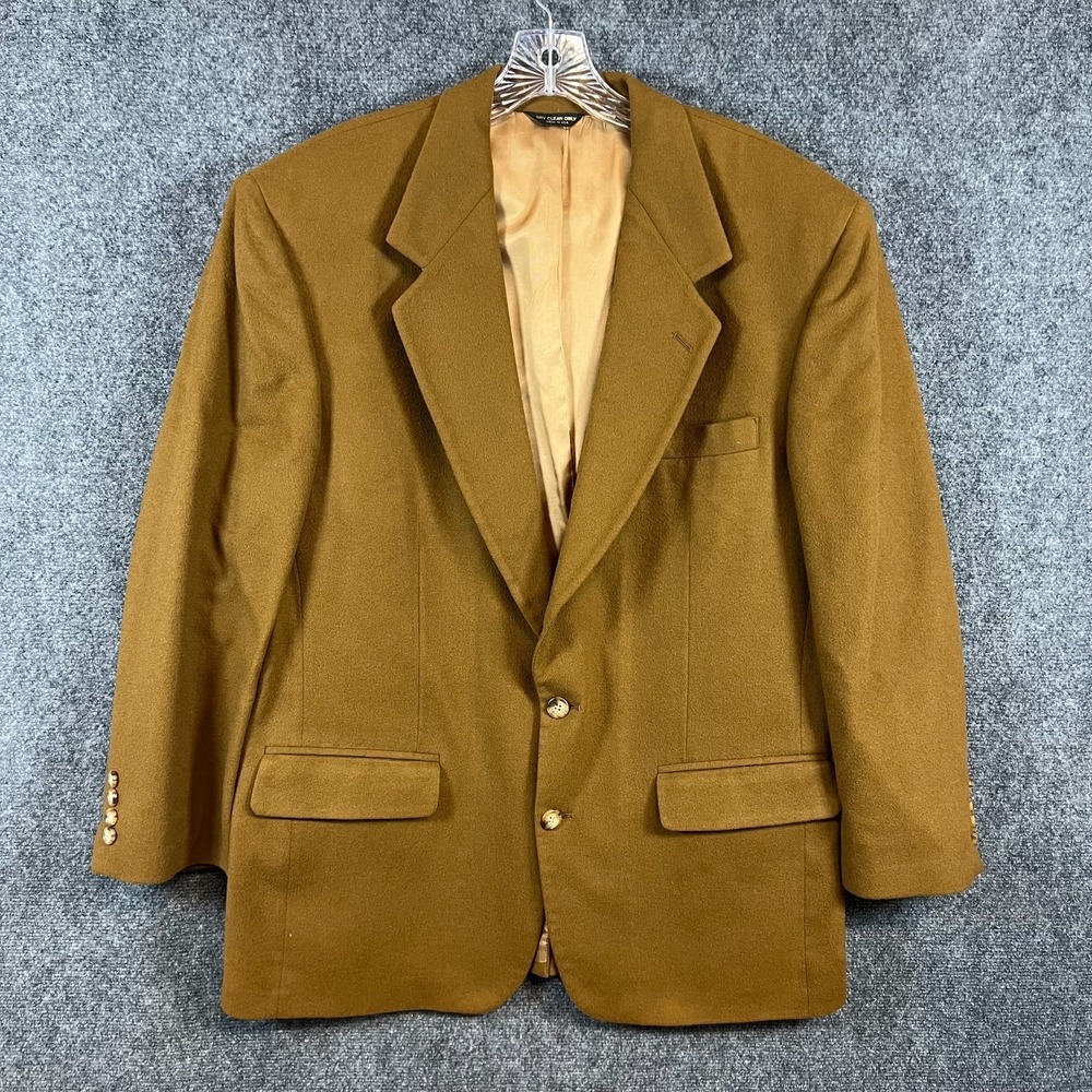 Bill Blass Lord & Taylor Blazer 100% Pure Cashmere Brown | Made in USA | 46 Long
